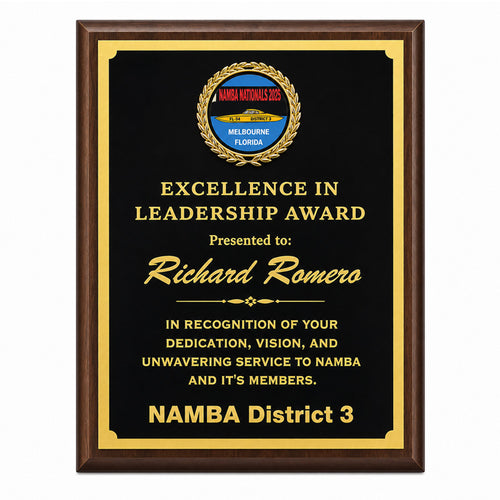 Engraved Walnut Finish Plaque