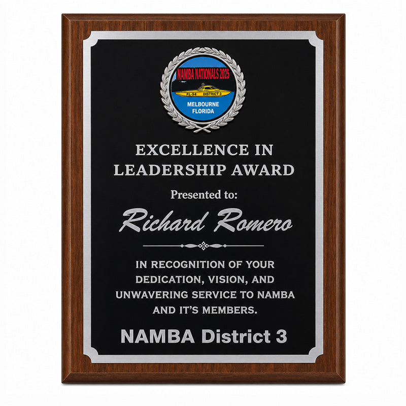 Engraved Walnut Finish Plaque