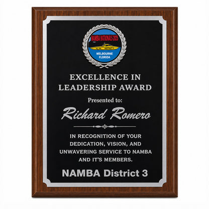 Engraved Walnut Finish Plaque