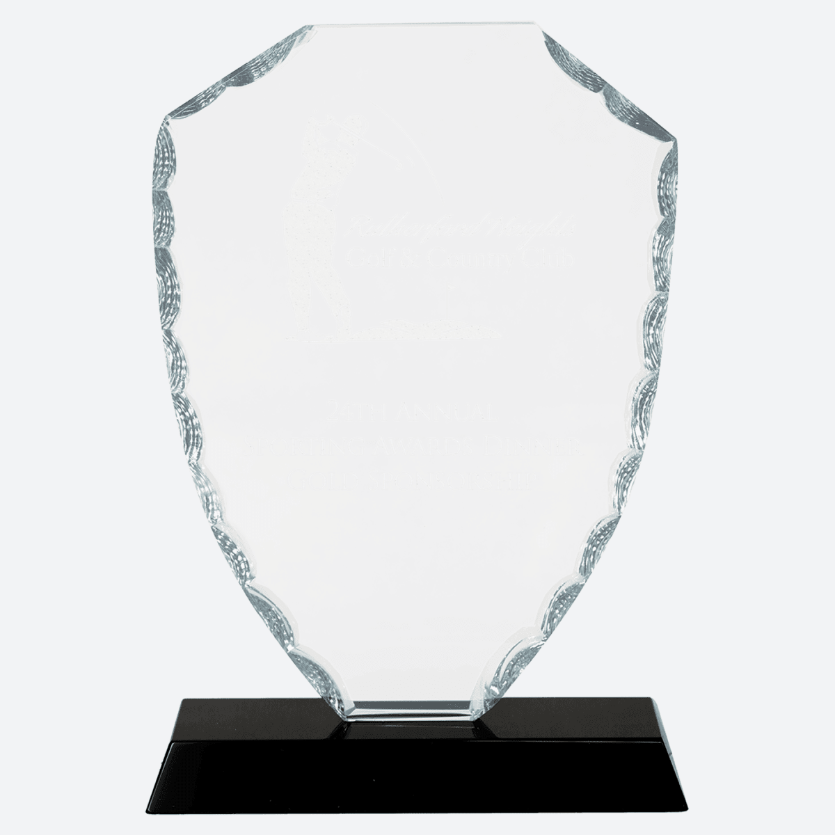 Shield Facet Glass on Black Base