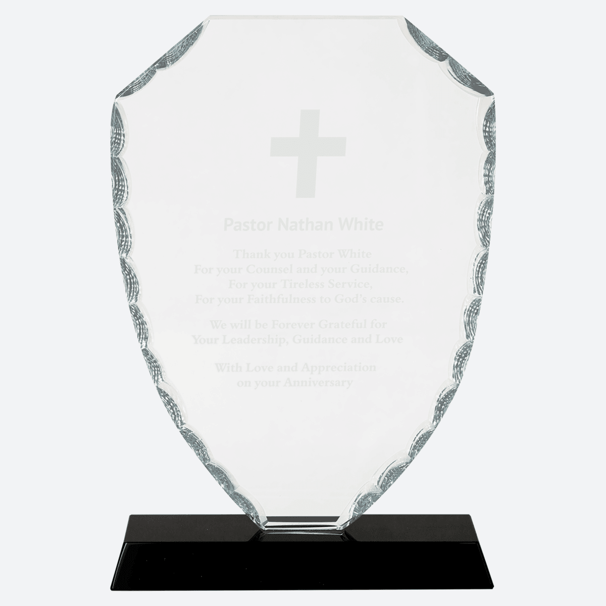 Shield Facet Glass on Black Base