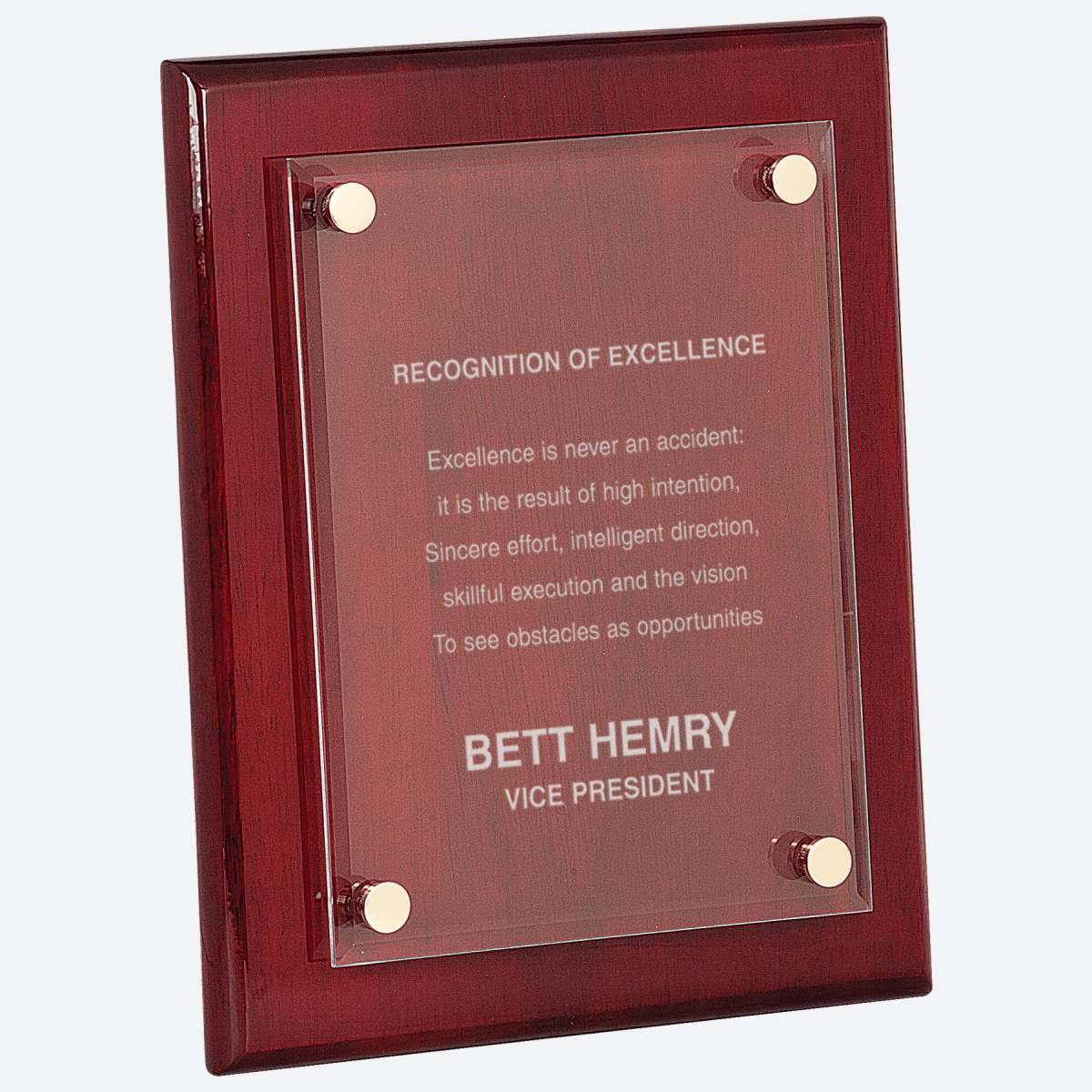 Rosewood Piano Finish Floating Acrylic Plaque