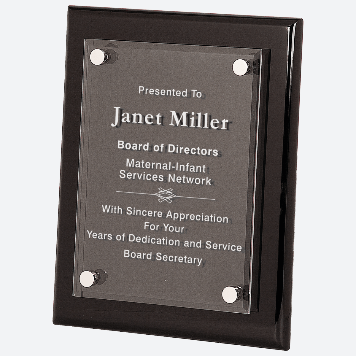 Black Piano Finish Floating Acrylic Plaque