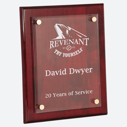Rosewood Piano Finish Floating Glass Plaque
