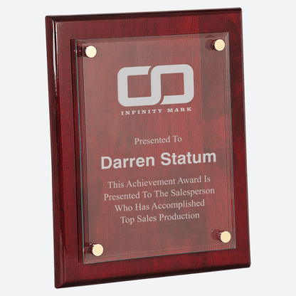 Rosewood Piano Finish Floating Glass Plaque