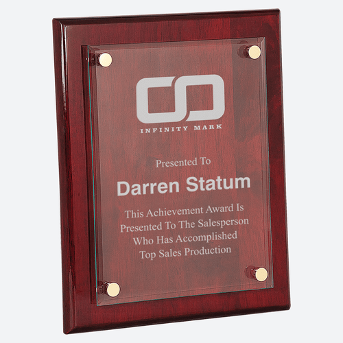 Rosewood Piano Finish Floating Glass Plaque