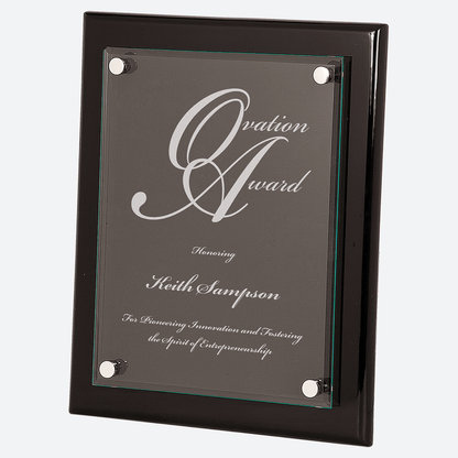 Black Piano Finish Floating Glass Plaque