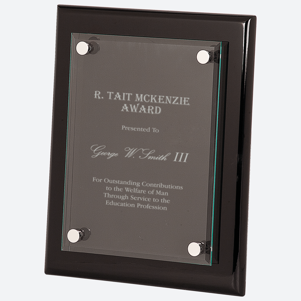 Black Piano Finish Floating Glass Plaque