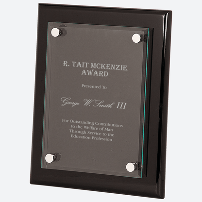 Black Piano Finish Floating Glass Plaque