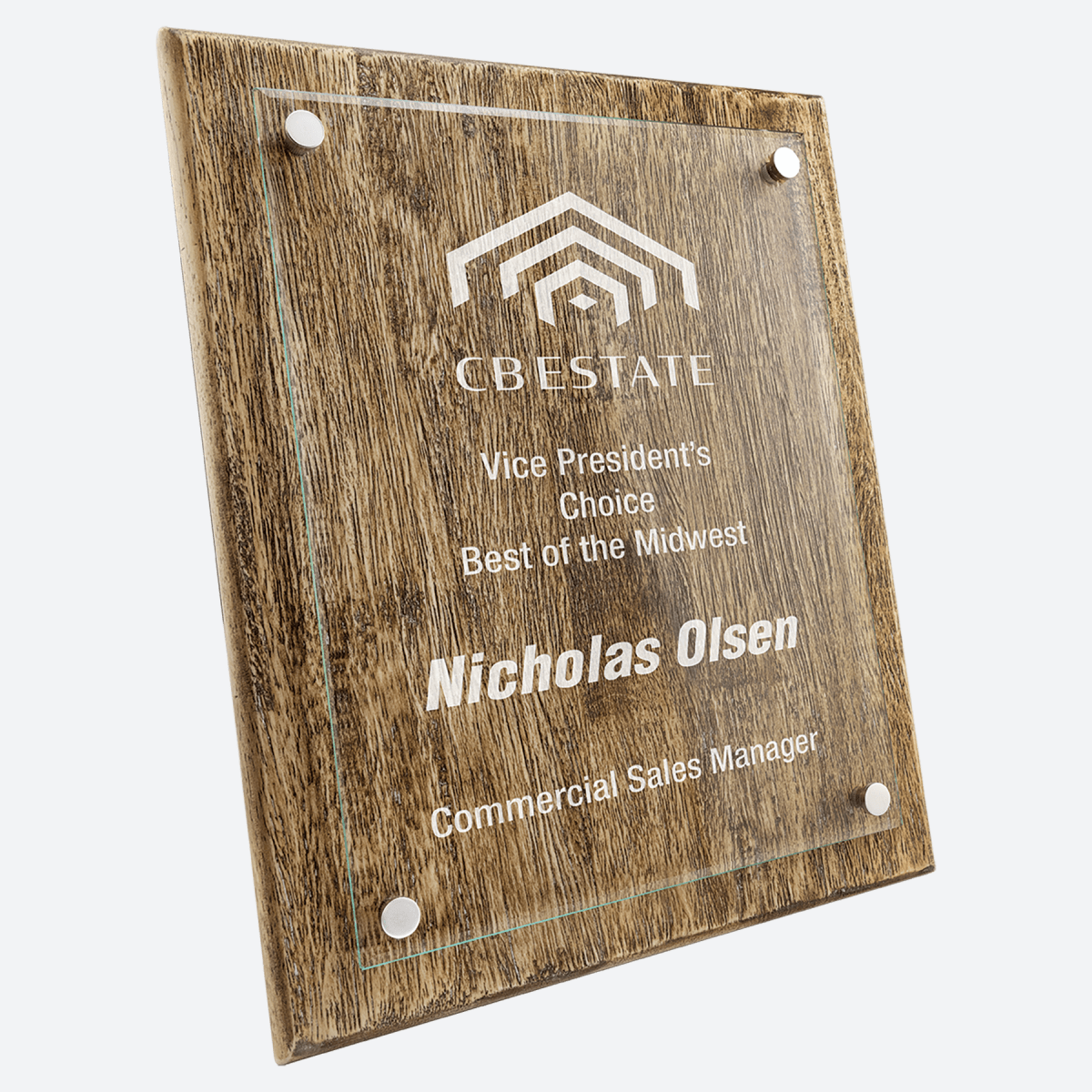 Barnwood Floating Glass Plaque