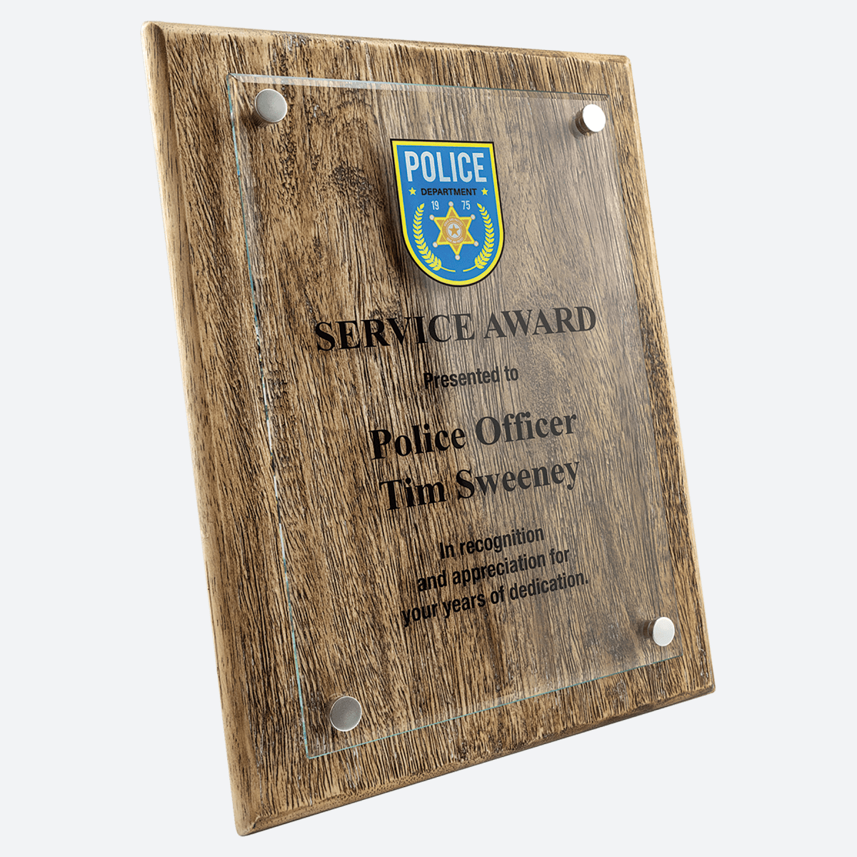 Barnwood Floating Glass Plaque