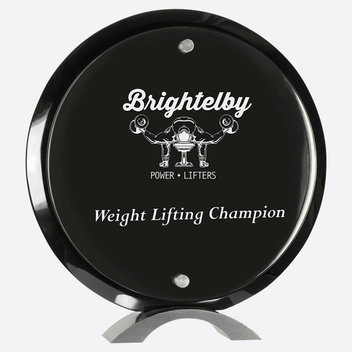Round Black Piano Finish Floating Acrylic Standup