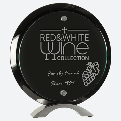 Round Black Piano Finish Floating Acrylic Standup