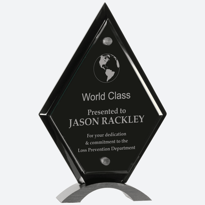 Diamond Black Piano Finish Floating Jade Glass Standup