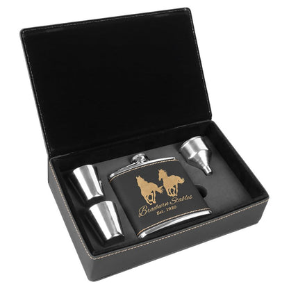 Leatherette Flask Gift Set
