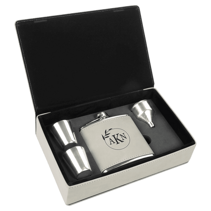 Leatherette Flask Gift Set
