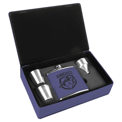 Leatherette Flask Gift Set