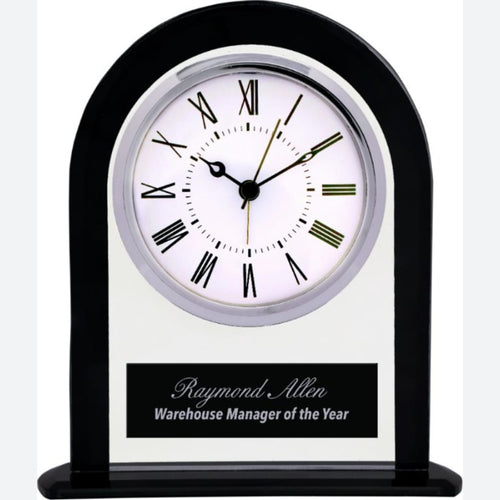 Black and Clear Glass Arch Clock
