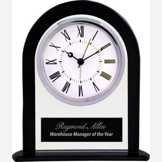 Black and Clear Glass Arch Clock