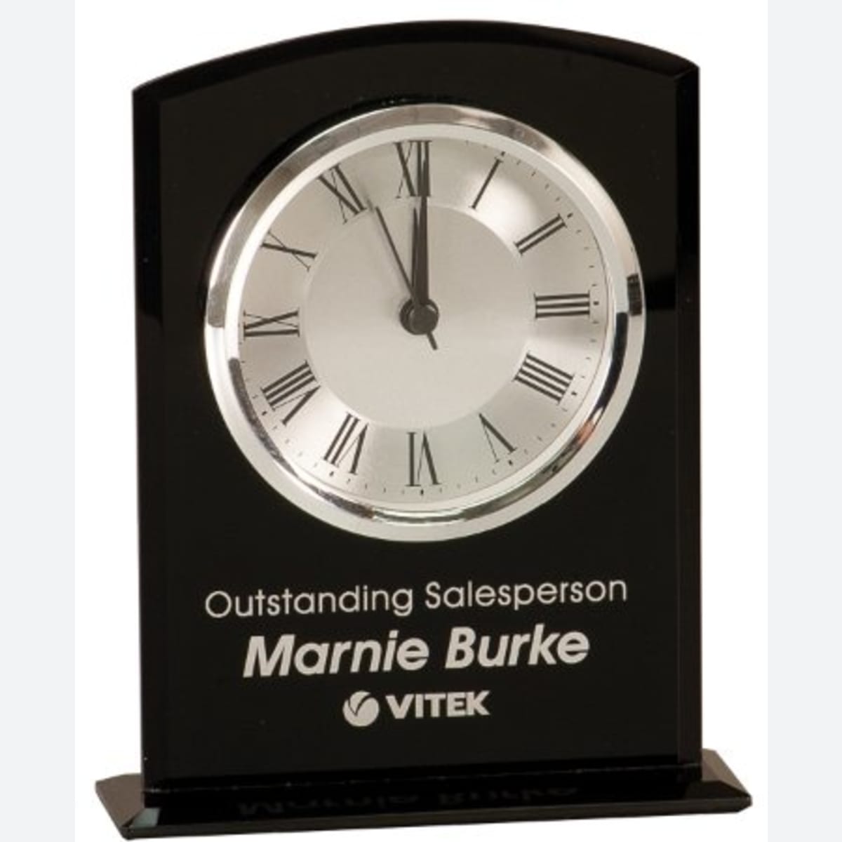 Black Glass Arch Clock with Base