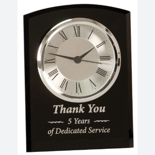 Black Glass Arch Clock, Self-Standing