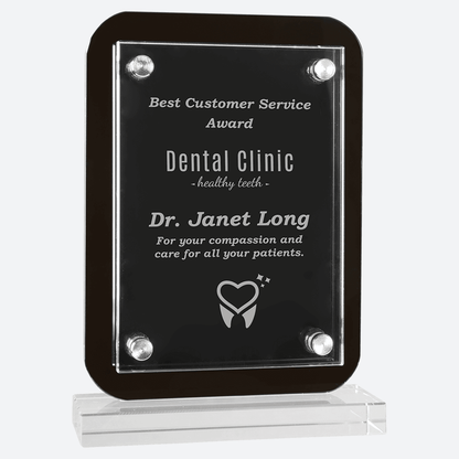 Black Floating Glass Standup Plaque