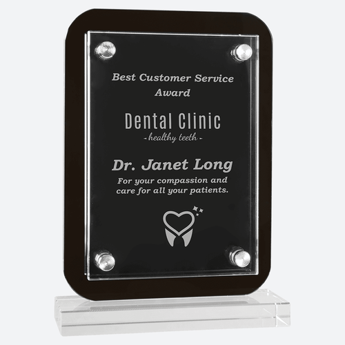 Black Floating Glass Standup Plaque