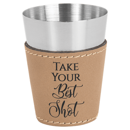 Leatherette and Shot Glass
