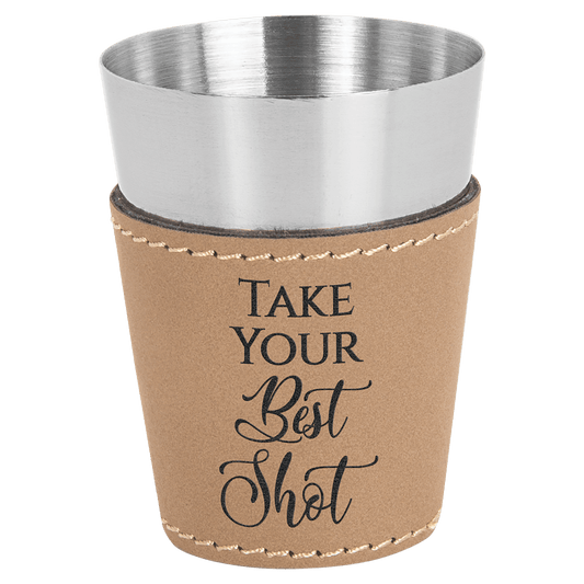 Leatherette and Shot Glass