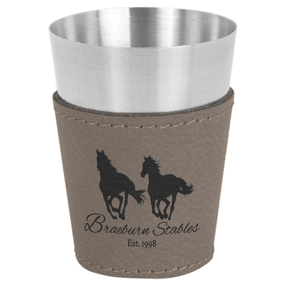 Leatherette and Shot Glass