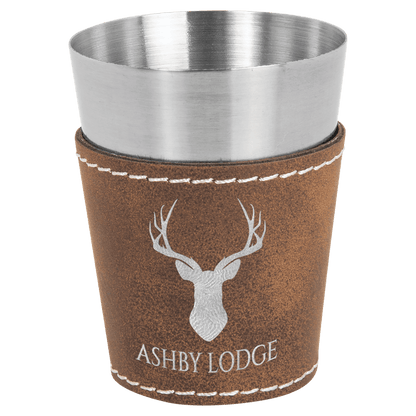 Leatherette and Shot Glass