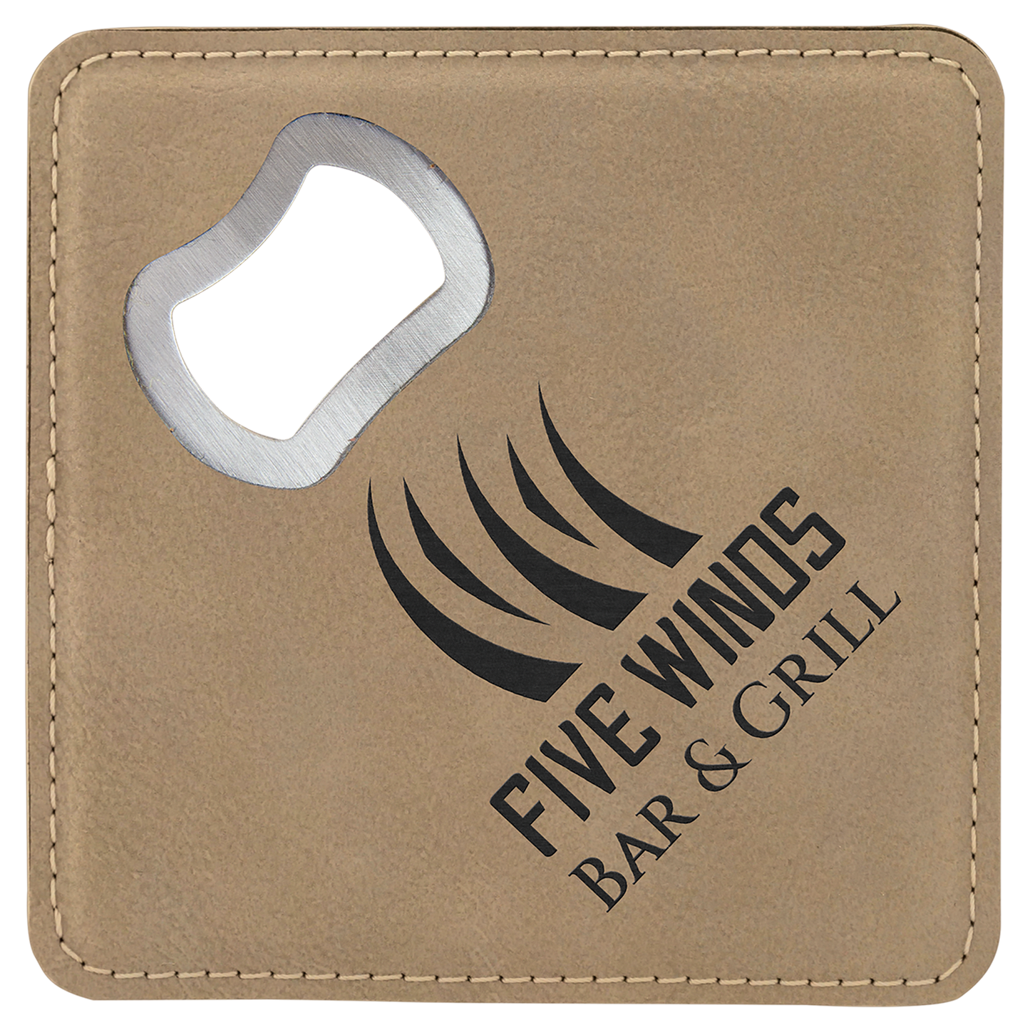 Square Leatherette Bottle Opener Coaster