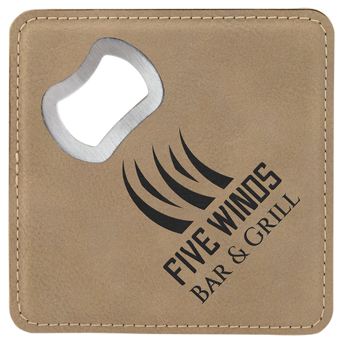 Square Leatherette Bottle Opener Coaster