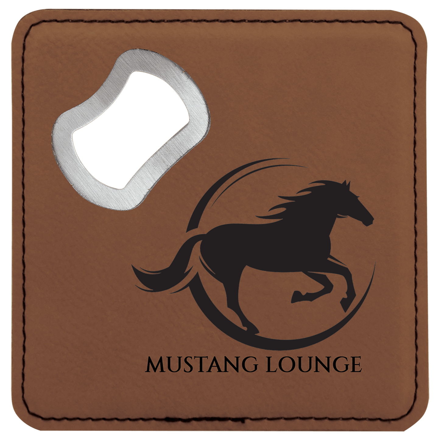 Square Leatherette Bottle Opener Coaster