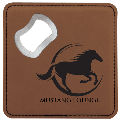Square Leatherette Bottle Opener Coaster