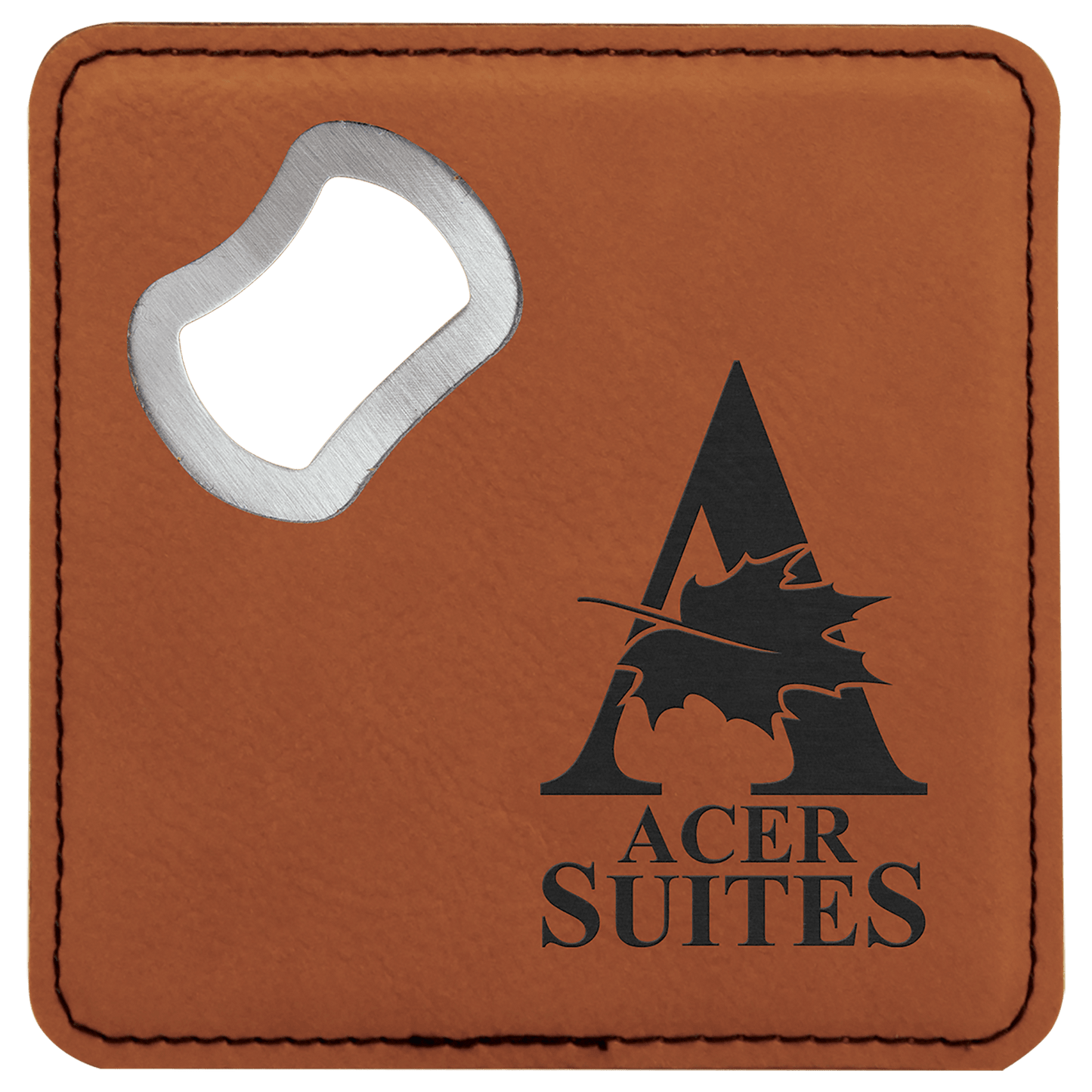 Square Leatherette Bottle Opener Coaster