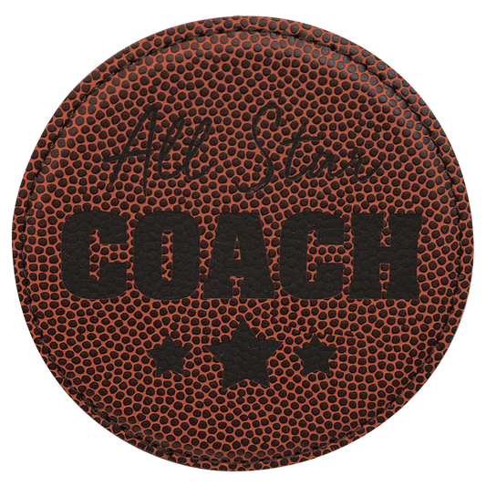Round Football Leatherette Coaster