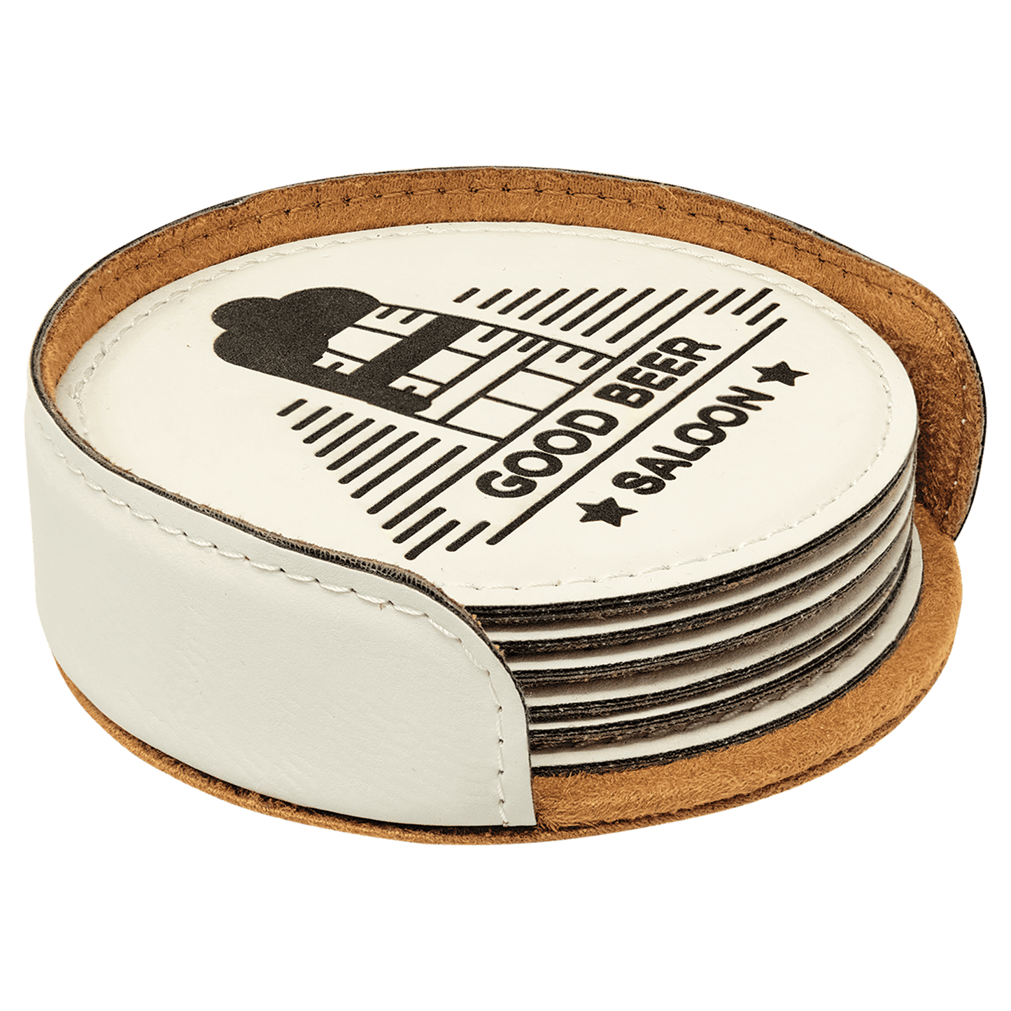 Round Leatherette 6-Coaster Set