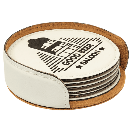 Round Leatherette 6-Coaster Set