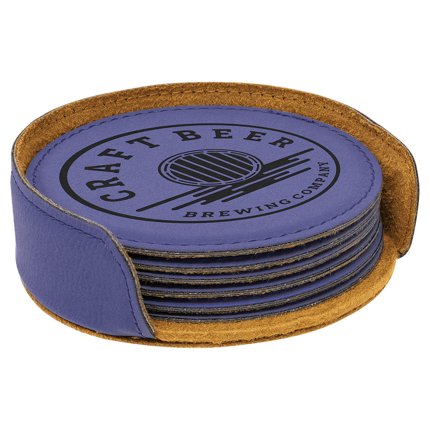 Round Leatherette 6-Coaster Set