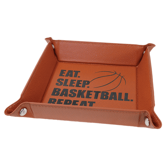 Basketball Leatherette Snap Up Tray with Snaps