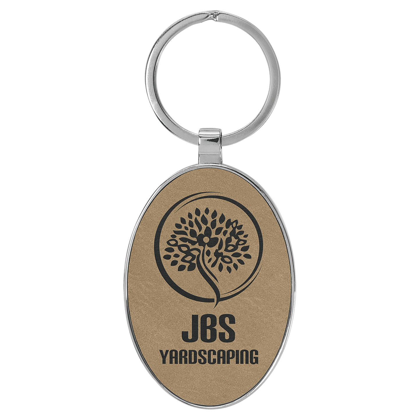 Leatherette/Metal Oval Keychain
