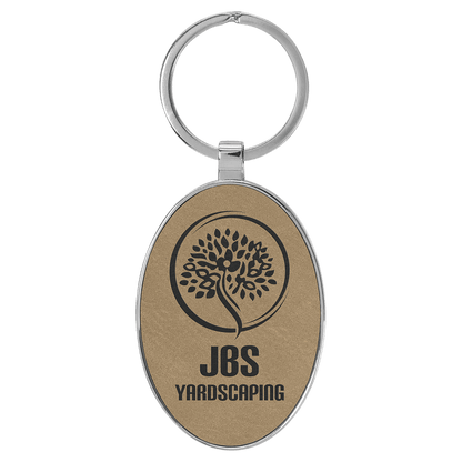 Leatherette/Metal Oval Keychain