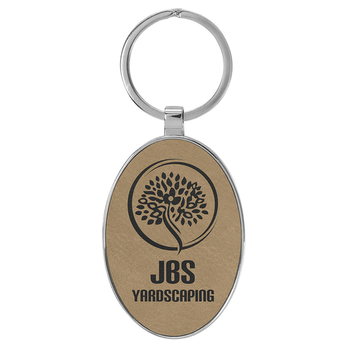 Leatherette/Metal Oval Keychain