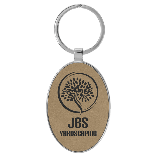Leatherette/Metal Oval Keychain