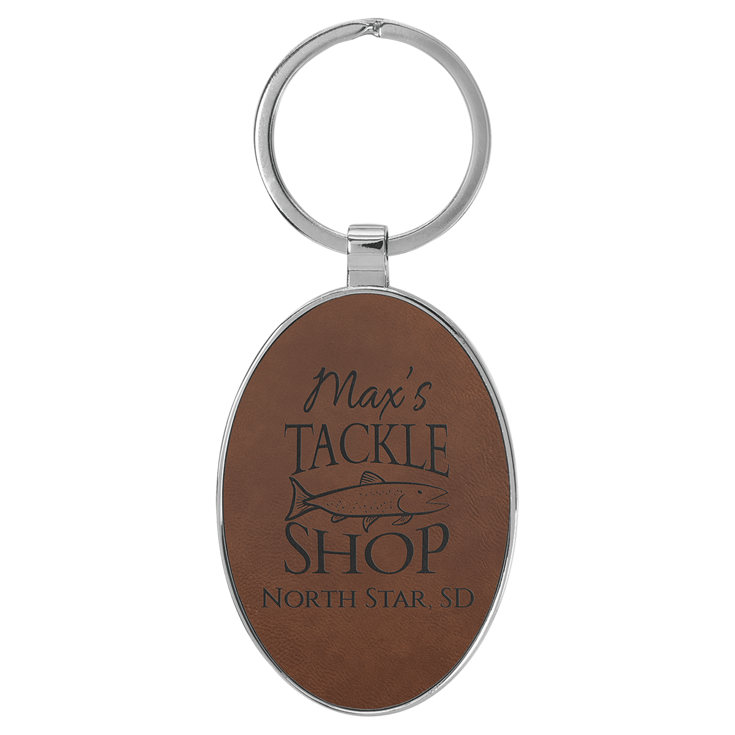 Leatherette/Metal Oval Keychain