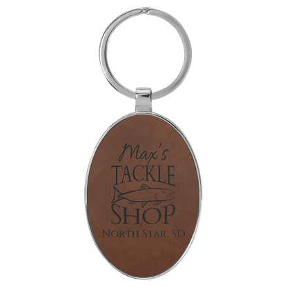 Leatherette/Metal Oval Keychain