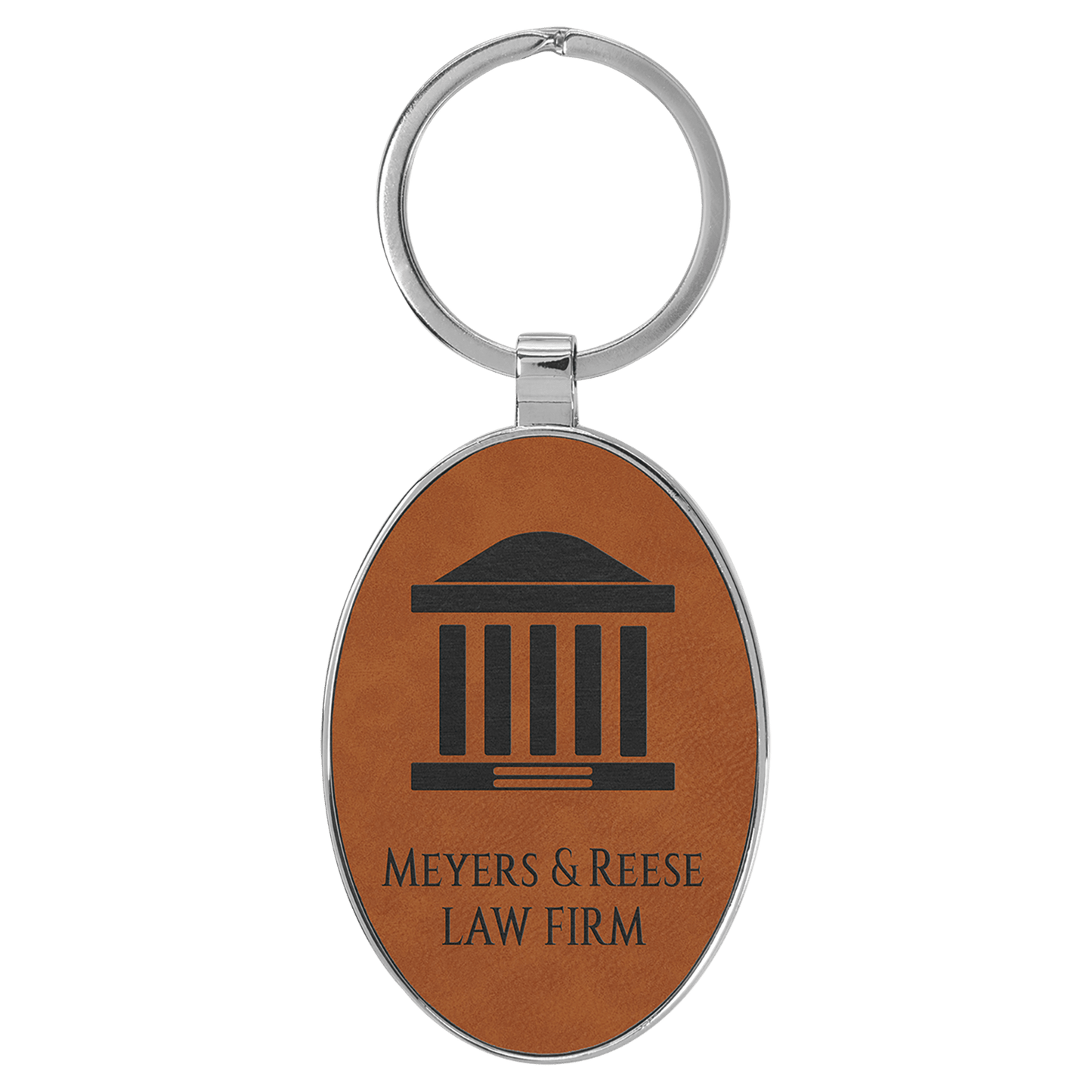 Leatherette/Metal Oval Keychain