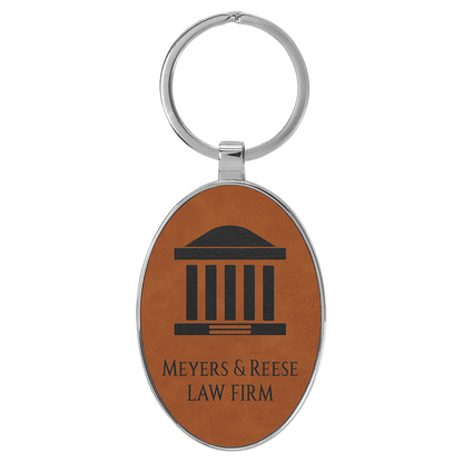 Leatherette/Metal Oval Keychain