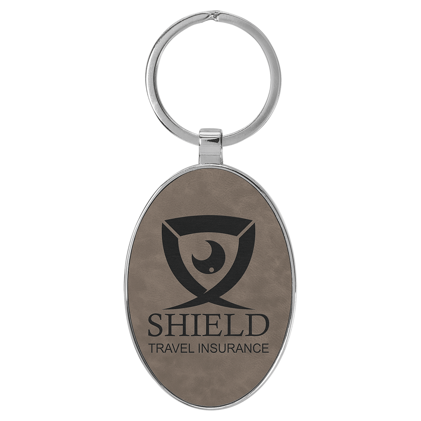 Leatherette/Metal Oval Keychain